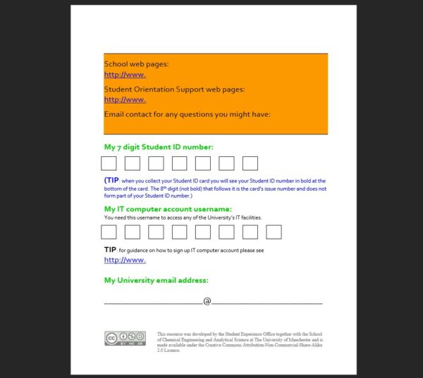 Induction booklet template