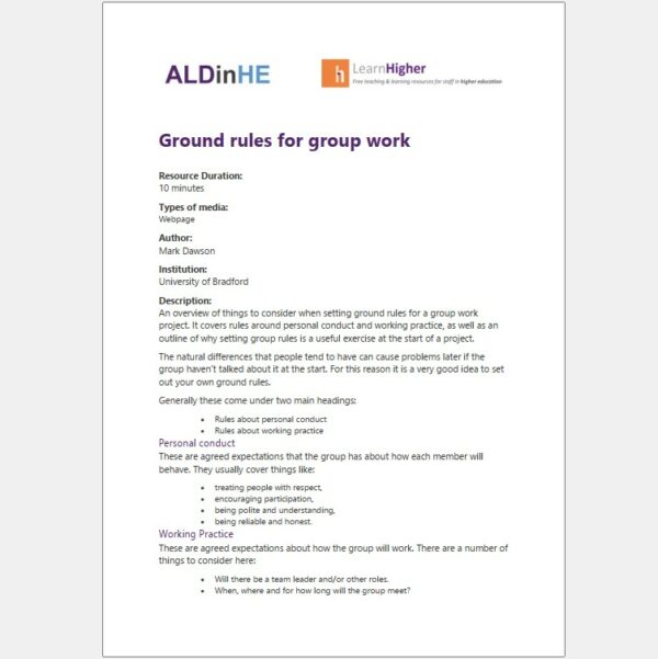 ground rules for group work