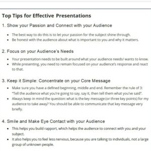 Top Tips for Effective Presentations