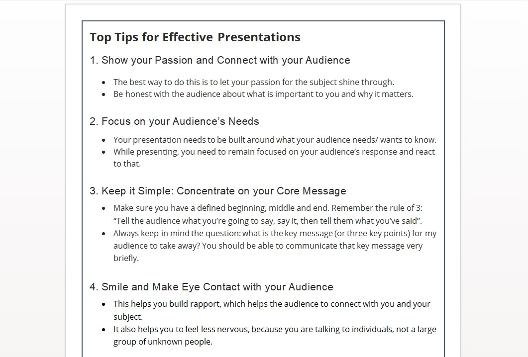 Top Tips for Effective Presentations