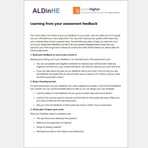 Learning from your assessment feedback