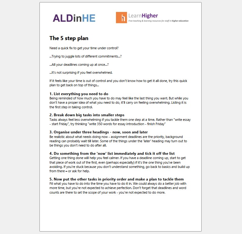 The 5 step plan