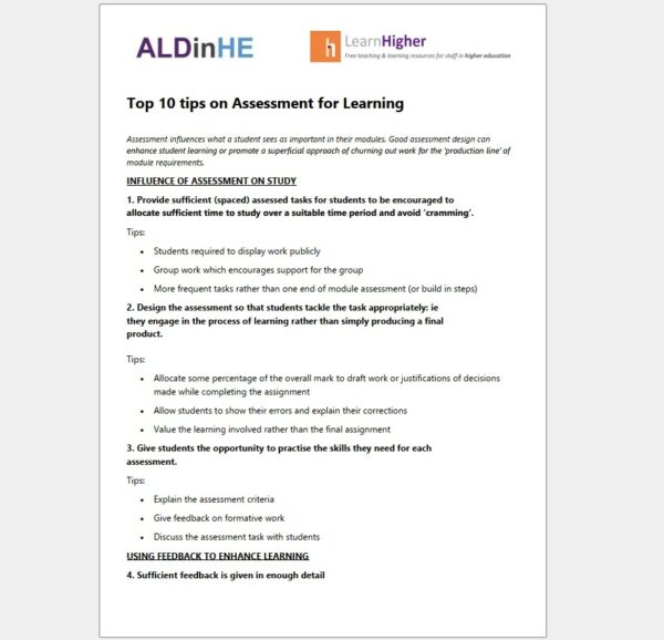 Top 10 tips on Assessment for Learning