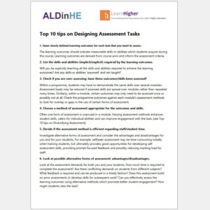 Top 10 tips on designing assessment tasks