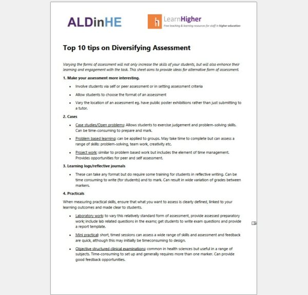 Top 10 tips on diverisfying assessment