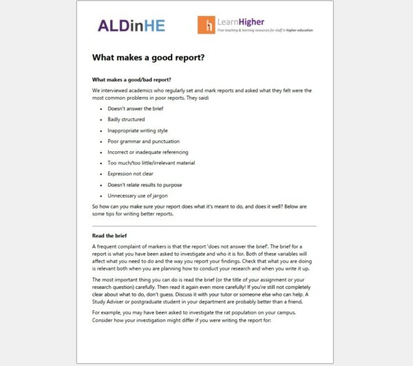 What makes a good report