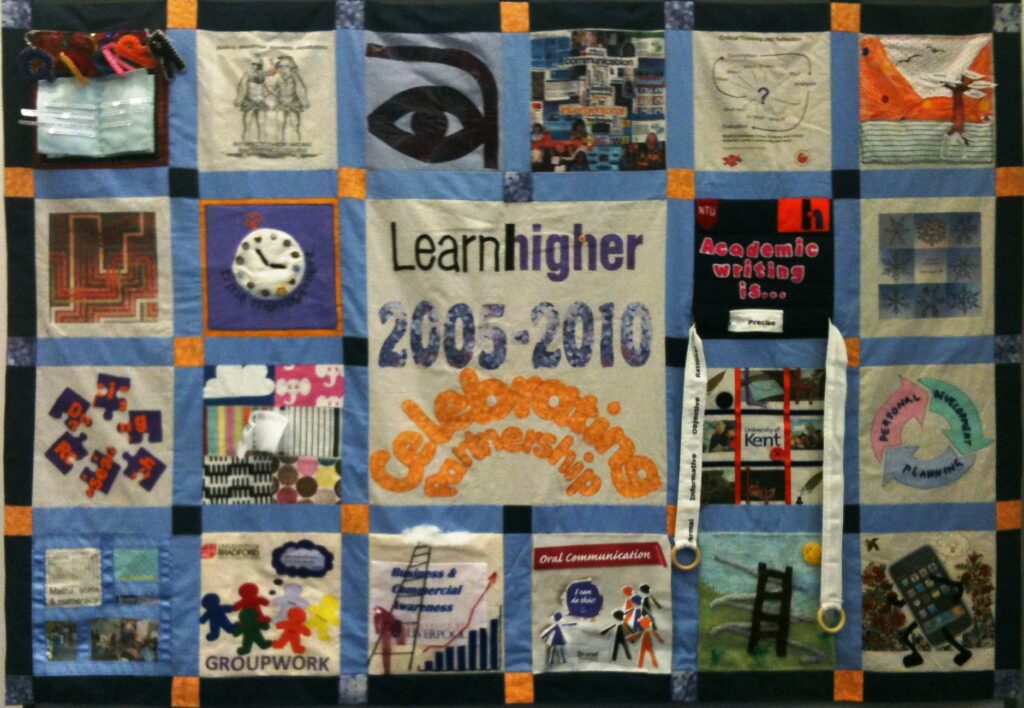 A partnership quilt produced in 2010 by LearnHigher partners to celebrate the successful conclusion of the CETL.