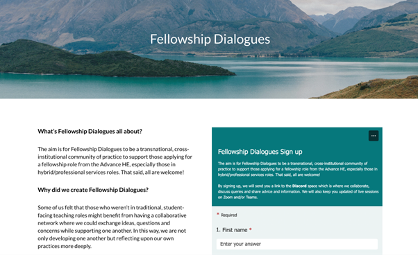 screenshot of Fellowship dialogues website 