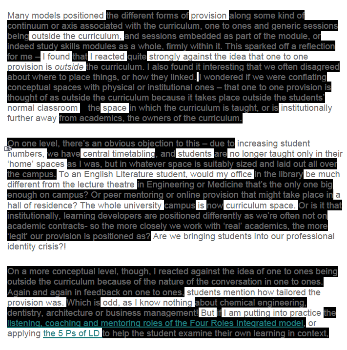 image of an extract of a blackout poem by Tom Burns 