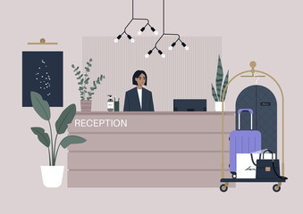 illustration of a hotel reception desk