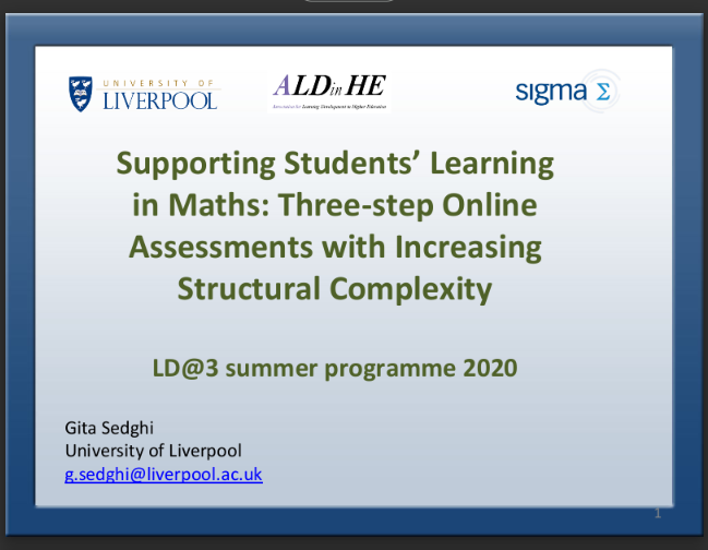 LD@3: Supporting students’ learning in maths: three-step online assessments with increasing structural complexity
