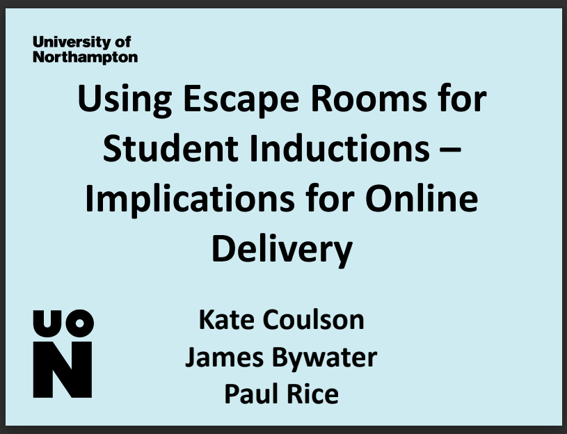 LD@3 – Using escape rooms for student inductions – implications for online delivery