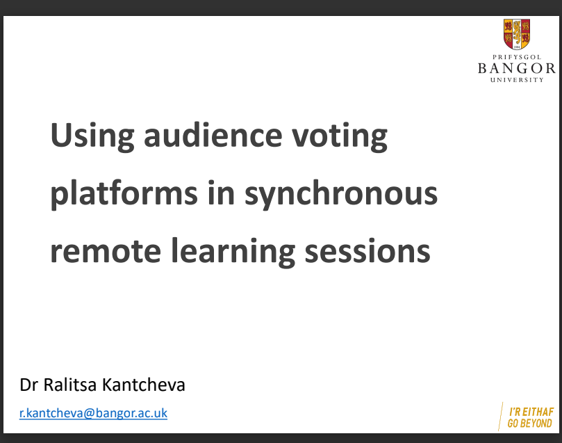 Using audience voting platforms in synchronous remote learning sessions