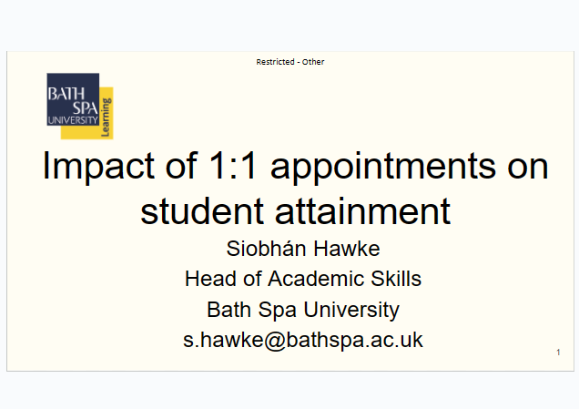 LD@3 Impact of 1:1 appointments on student attainment