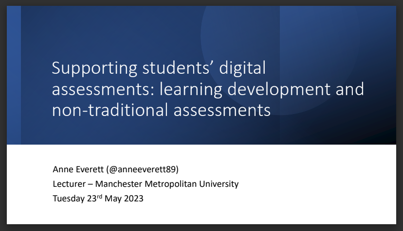 LD@3 Supporting students’ digital assessments: learning development and non-traditional assessments